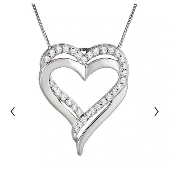 Diamond and Sterling Silver Intertwined Heart Pendant​​​​​​​​​​ - Picture 1 of 1